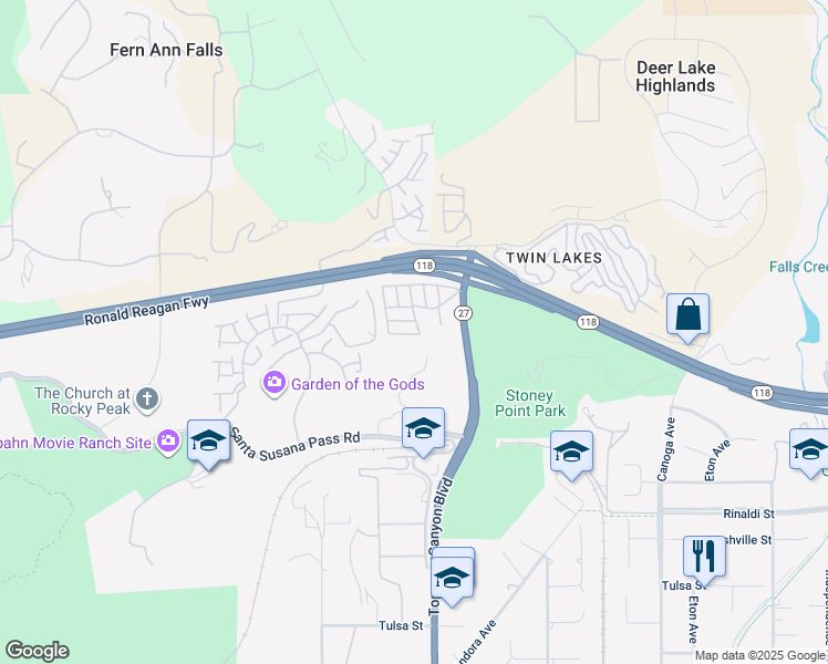 map of restaurants, bars, coffee shops, grocery stores, and more near 115 Indian Drive in Los Angeles