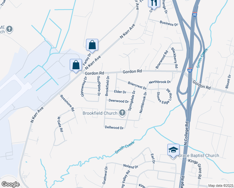 map of restaurants, bars, coffee shops, grocery stores, and more near 116 Elder Drive in Wilmington