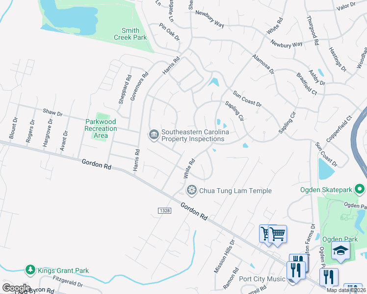 map of restaurants, bars, coffee shops, grocery stores, and more near 713 Autumn Leaves Court in Wilmington