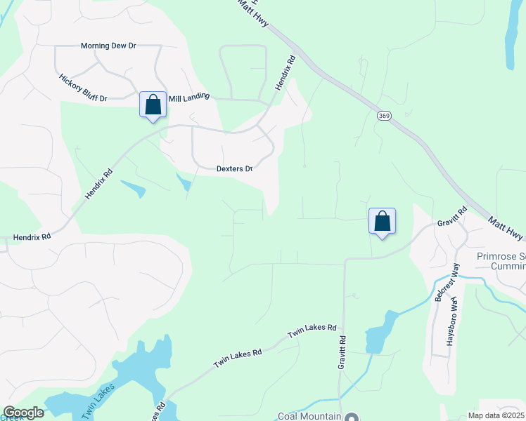 map of restaurants, bars, coffee shops, grocery stores, and more near Melissa Lane in Forsyth County