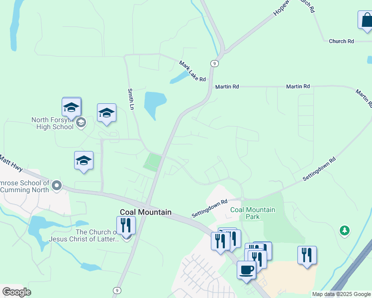 map of restaurants, bars, coffee shops, grocery stores, and more near 3534 Dahlonega Highway in Cumming