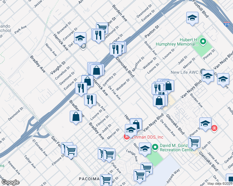 map of restaurants, bars, coffee shops, grocery stores, and more near 13116 Weidner Street in Los Angeles