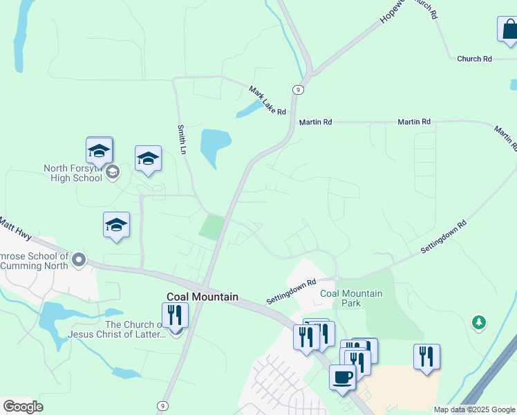 map of restaurants, bars, coffee shops, grocery stores, and more near 3534 Dahlonega Highway in Cumming