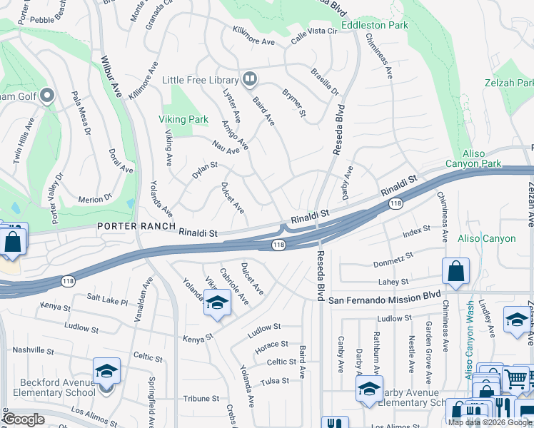 map of restaurants, bars, coffee shops, grocery stores, and more near 11321 Sinclair Avenue in Los Angeles