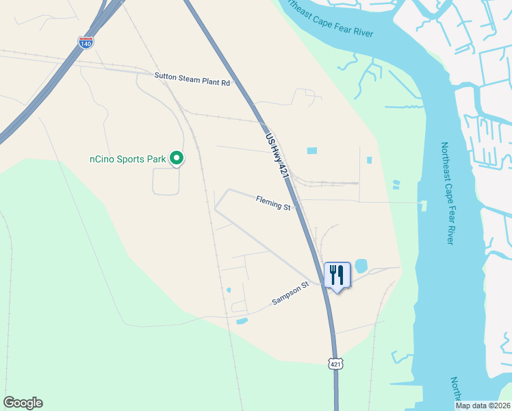 map of restaurants, bars, coffee shops, grocery stores, and more near 201 Fleming Street in Wilmington