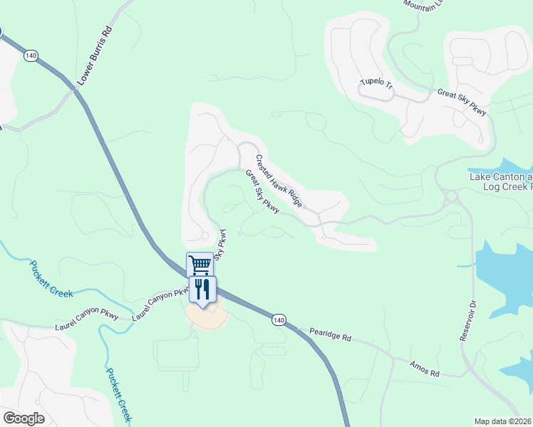 map of restaurants, bars, coffee shops, grocery stores, and more near 201 Daybreak Rush in Canton