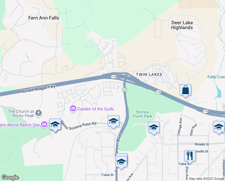 map of restaurants, bars, coffee shops, grocery stores, and more near 115 Indian Drive in Los Angeles