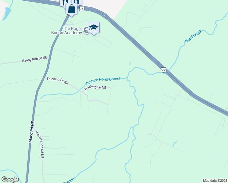 map of restaurants, bars, coffee shops, grocery stores, and more near 7288 Trucking Lane Northeast in Leland