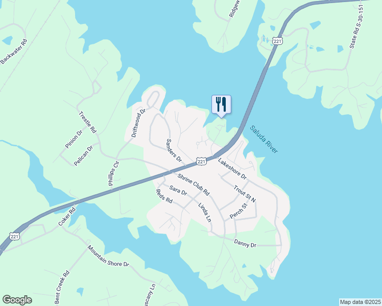 map of restaurants, bars, coffee shops, grocery stores, and more near 108 Pebble Lane in Greenwood