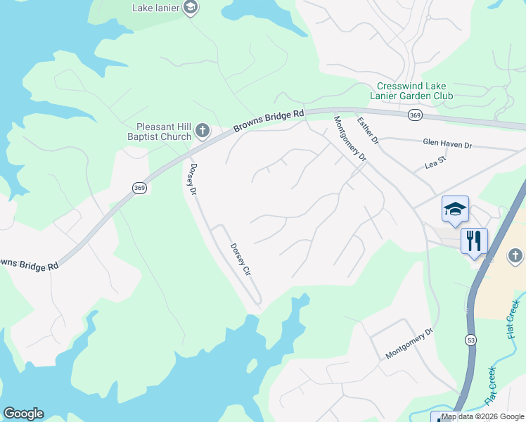 map of restaurants, bars, coffee shops, grocery stores, and more near 4004 Great Pine Drive in Gainesville