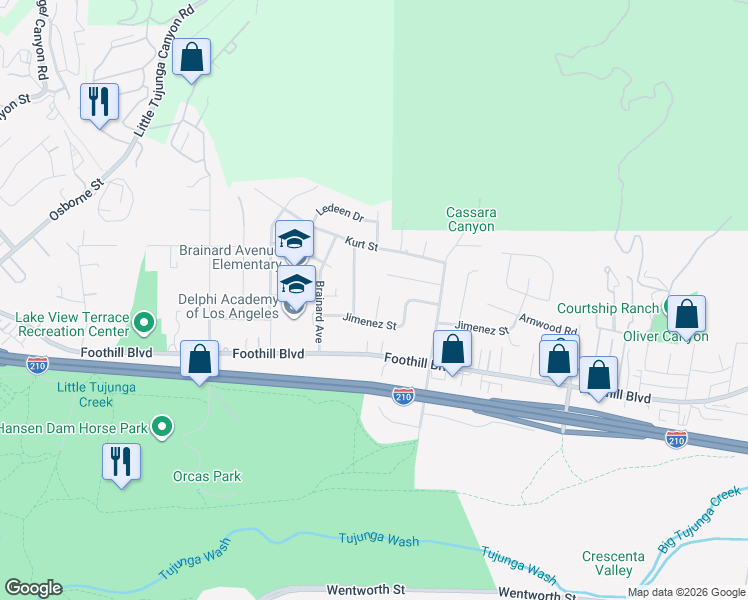map of restaurants, bars, coffee shops, grocery stores, and more near in Los Angeles