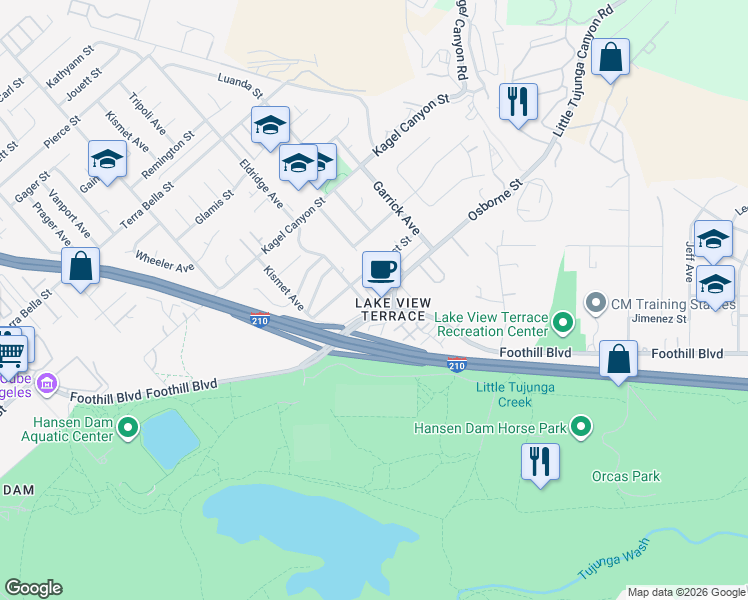 map of restaurants, bars, coffee shops, grocery stores, and more near in Los Angeles