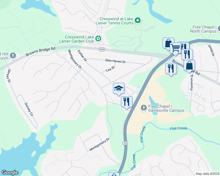 map of restaurants, bars, coffee shops, grocery stores, and more near 3073 Saint Charles Avenue in Gainesville
