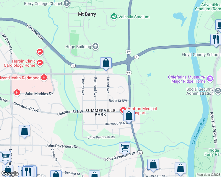 map of restaurants, bars, coffee shops, grocery stores, and more near 212 Leland Avenue in Rome