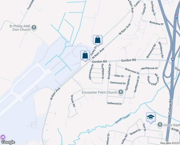 map of restaurants, bars, coffee shops, grocery stores, and more near 214 Glynnwood Drive in Wilmington