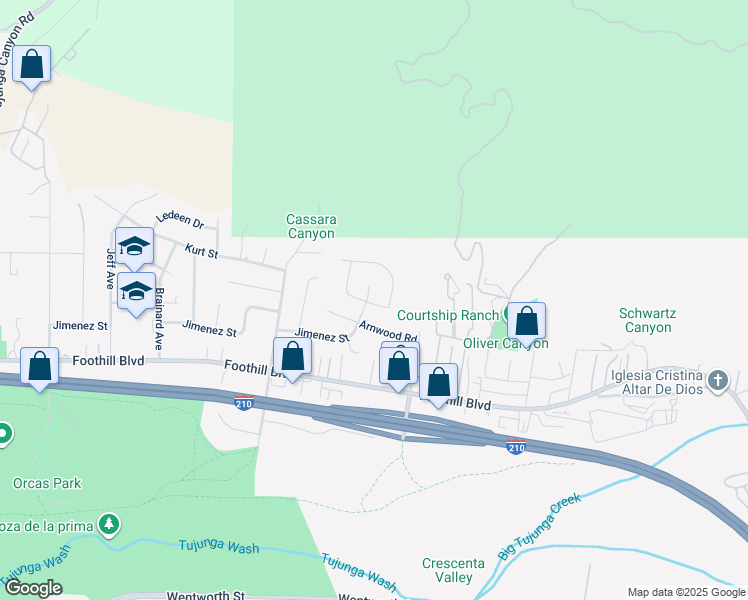 map of restaurants, bars, coffee shops, grocery stores, and more near 10321 Nadina Street in Los Angeles