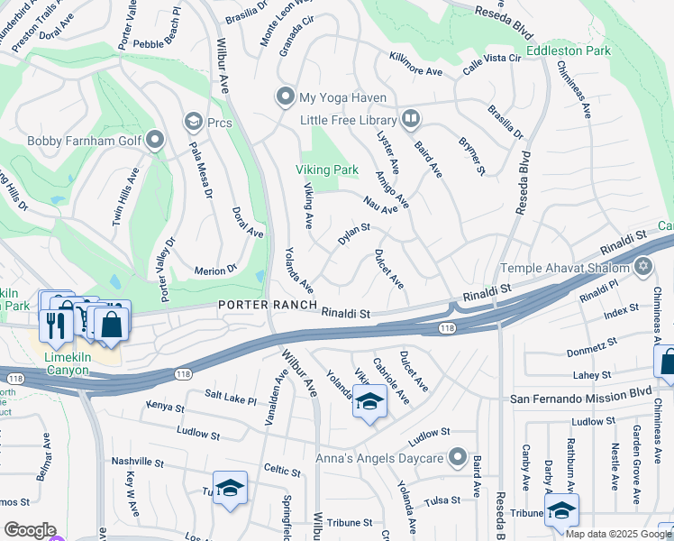 map of restaurants, bars, coffee shops, grocery stores, and more near 11355 Bach Place in Los Angeles