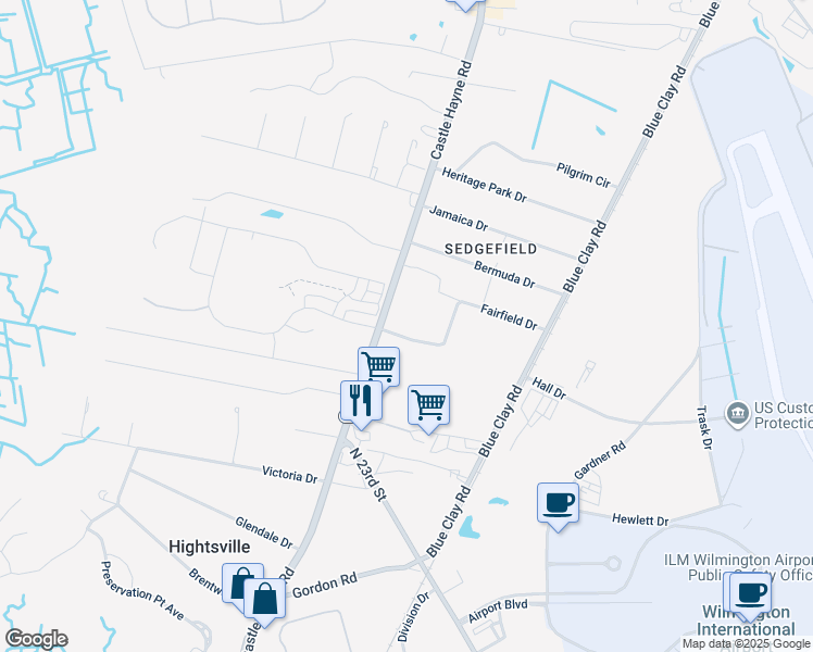 map of restaurants, bars, coffee shops, grocery stores, and more near 101 Spring Road in Wilmington