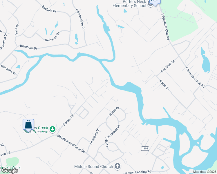 map of restaurants, bars, coffee shops, grocery stores, and more near 7522 Dunbar Road in Wilmington