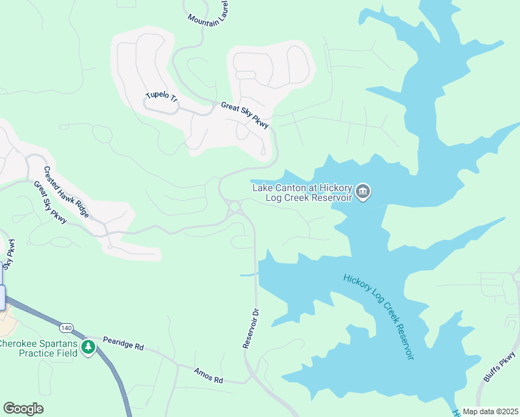 map of restaurants, bars, coffee shops, grocery stores, and more near 100 Sunshower Ridge in Canton
