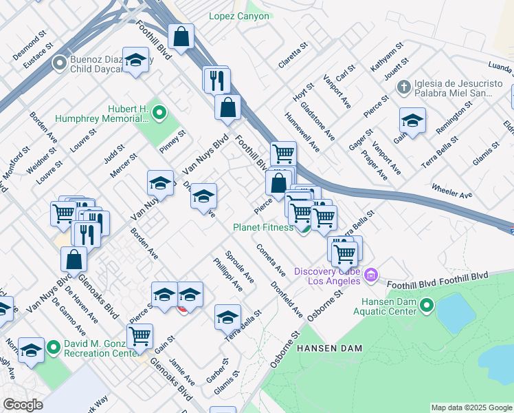 map of restaurants, bars, coffee shops, grocery stores, and more near 11363 Relax Lane in Los Angeles
