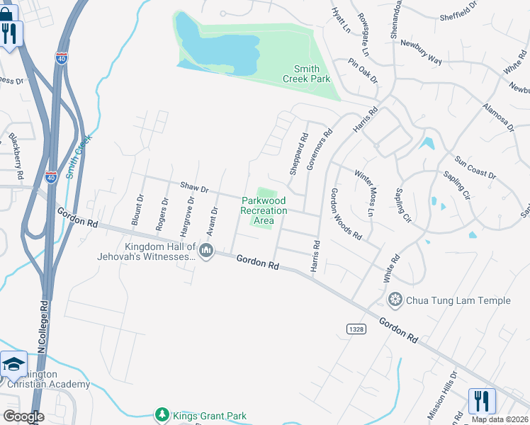 map of restaurants, bars, coffee shops, grocery stores, and more near 4826 Canetuck Road in Wilmington