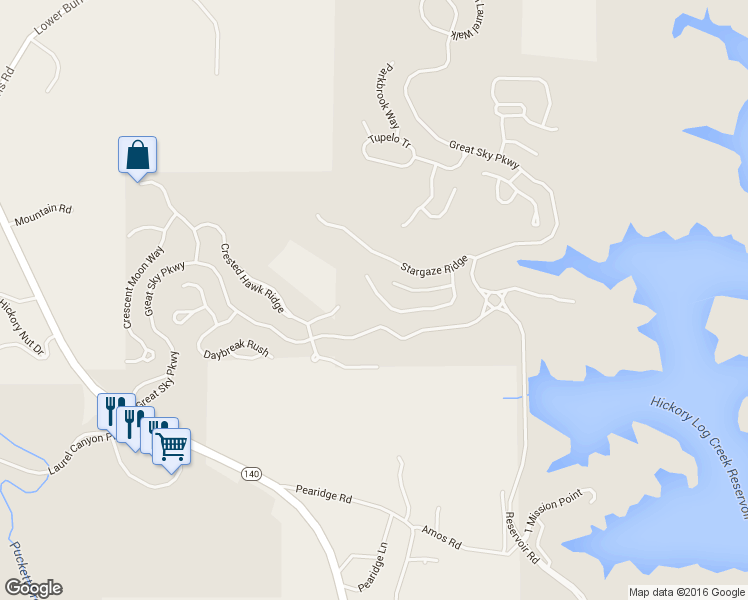 map of restaurants, bars, coffee shops, grocery stores, and more near 535 Wooded Mountain Trail in Canton