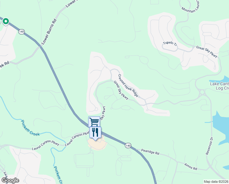 map of restaurants, bars, coffee shops, grocery stores, and more near 408 White Cloud Trail in Canton