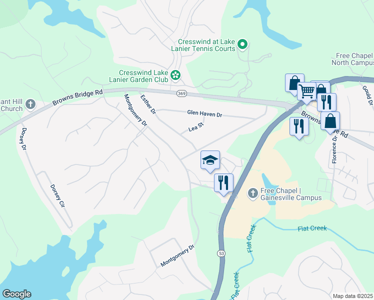 map of restaurants, bars, coffee shops, grocery stores, and more near 3073 Saint Charles Avenue in Gainesville