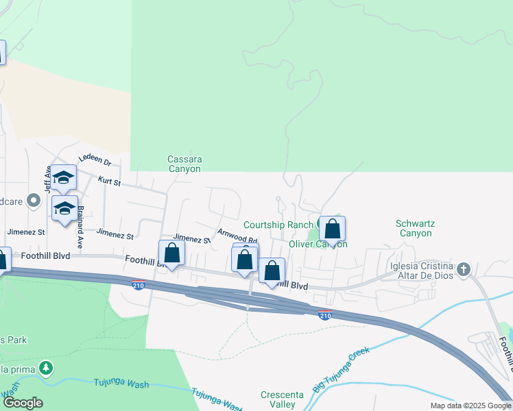 map of restaurants, bars, coffee shops, grocery stores, and more near 11326 Wheatland Avenue in Los Angeles