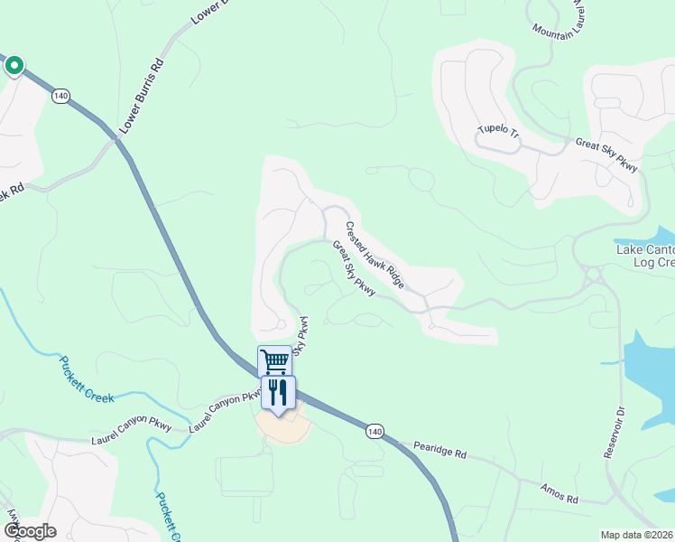 map of restaurants, bars, coffee shops, grocery stores, and more near 408 White Cloud Trail in Canton