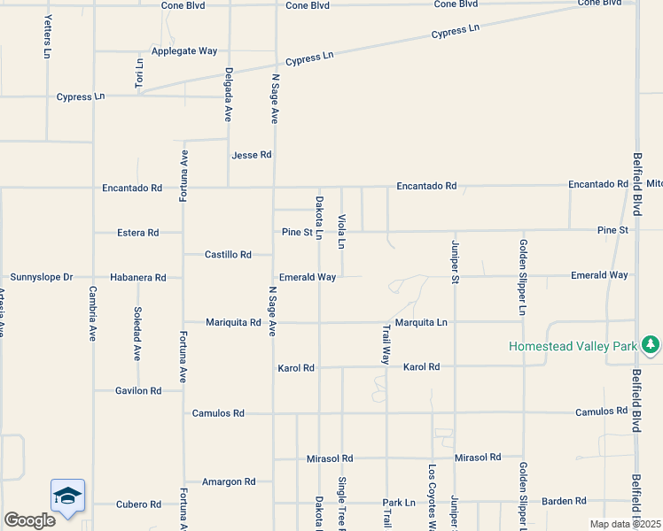 map of restaurants, bars, coffee shops, grocery stores, and more near 1525 Dakota Lane in Homestead Valley