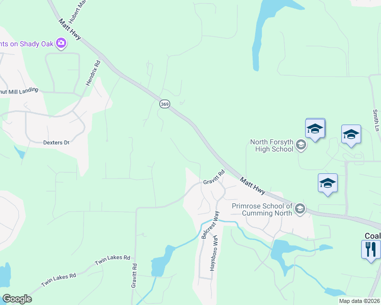 map of restaurants, bars, coffee shops, grocery stores, and more near 4400 Watson Drive in Cumming