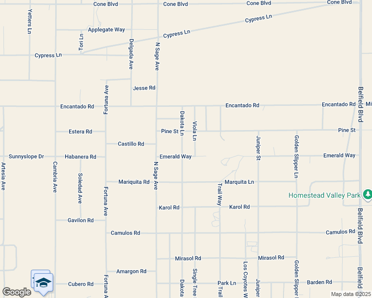 map of restaurants, bars, coffee shops, grocery stores, and more near 1525 Dakota Lane in Homestead Valley