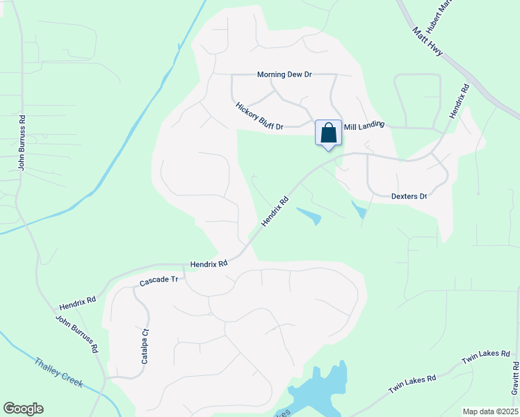 map of restaurants, bars, coffee shops, grocery stores, and more near 5755 Hendrix Road in Cumming