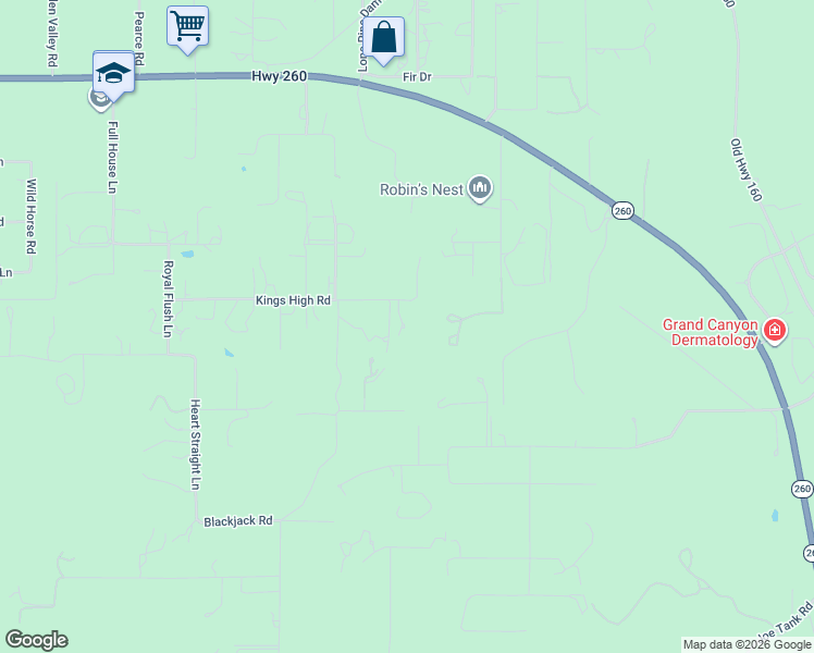 map of restaurants, bars, coffee shops, grocery stores, and more near 7035 Kings High Road in Show Low