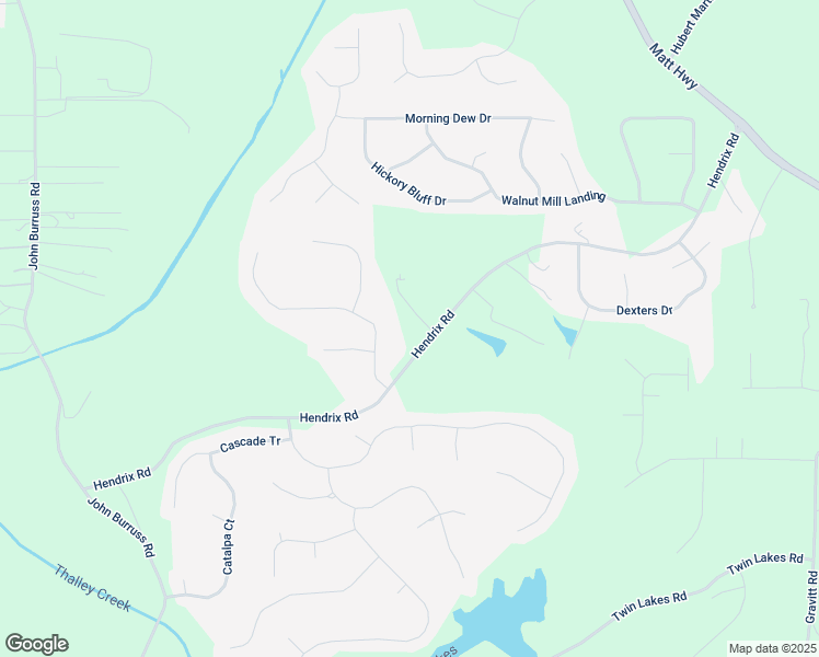 map of restaurants, bars, coffee shops, grocery stores, and more near 5755 Hendrix Road in Cumming