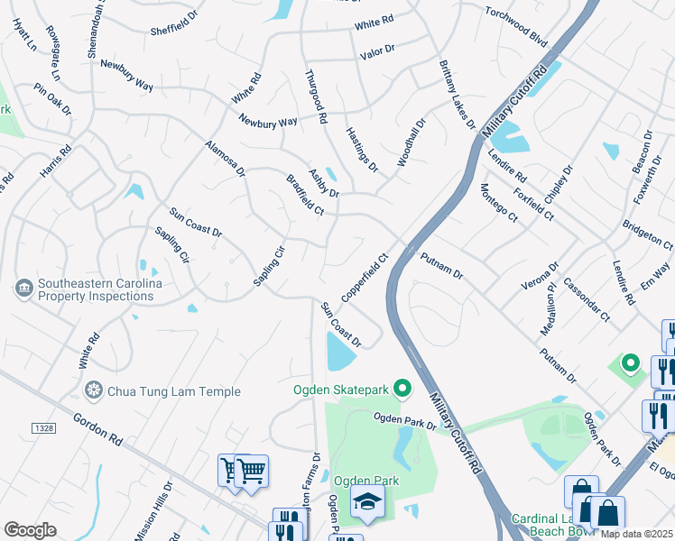 map of restaurants, bars, coffee shops, grocery stores, and more near 2404 Oban Court in Wilmington