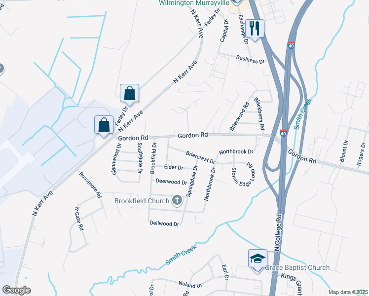 map of restaurants, bars, coffee shops, grocery stores, and more near 109 Briercrest Dr in Wilmington