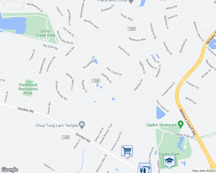 map of restaurants, bars, coffee shops, grocery stores, and more near 2210 Loblolly Court in Wilmington