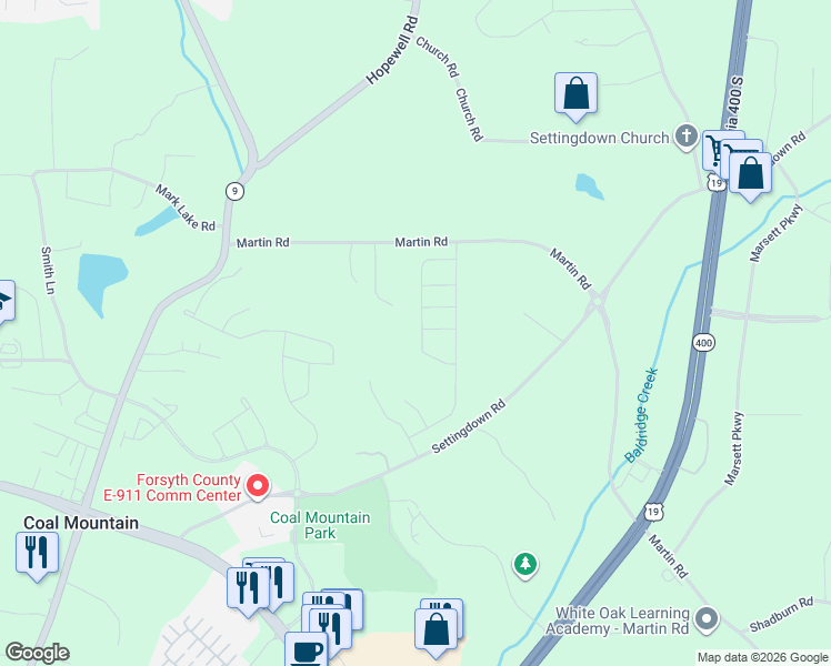map of restaurants, bars, coffee shops, grocery stores, and more near 4215 Huron Drive in Cumming