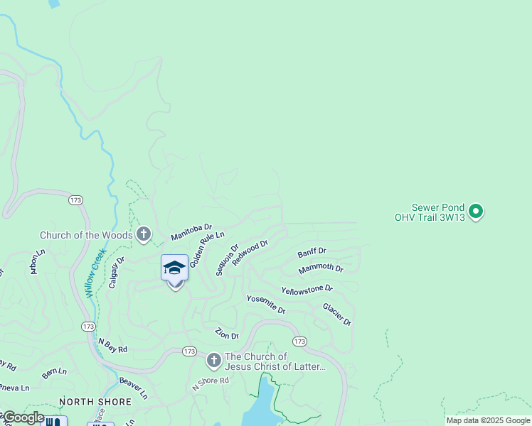 map of restaurants, bars, coffee shops, grocery stores, and more near 28833 Manitoba Drive in Lake Arrowhead