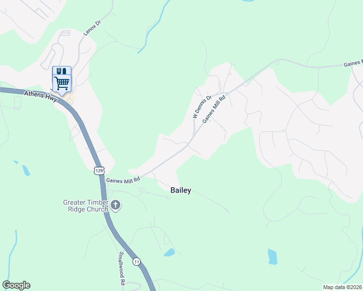 map of restaurants, bars, coffee shops, grocery stores, and more near 2416 Mize Circle in Gainesville