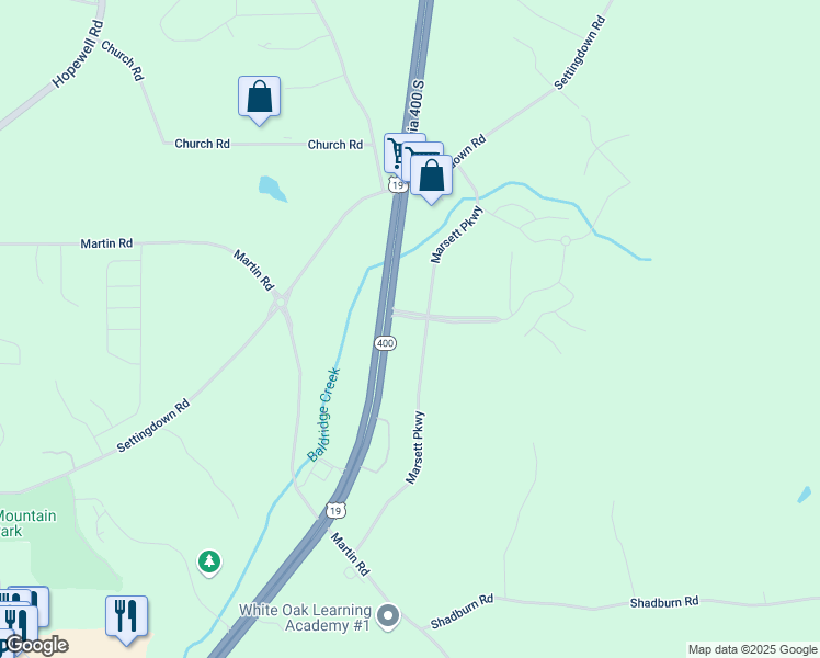 map of restaurants, bars, coffee shops, grocery stores, and more near 5614-5652 U.S. 19 in Cumming