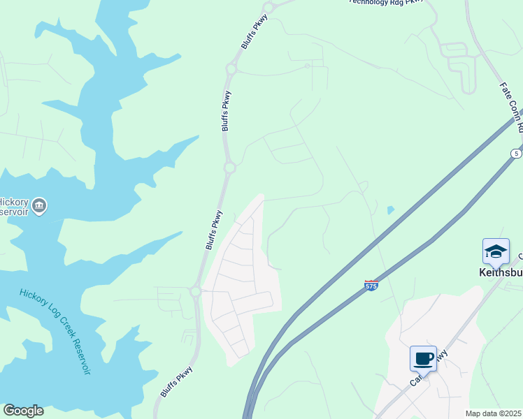 map of restaurants, bars, coffee shops, grocery stores, and more near 221 Hickory Bluffs Parkway in Canton