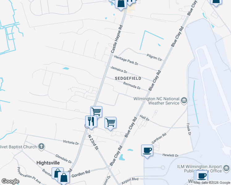 map of restaurants, bars, coffee shops, grocery stores, and more near 149 Fairfield Dr in Wilmington