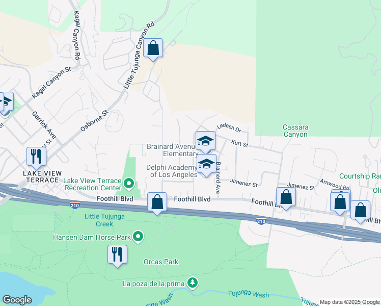 map of restaurants, bars, coffee shops, grocery stores, and more near 11427 Jeff Avenue in Los Angeles