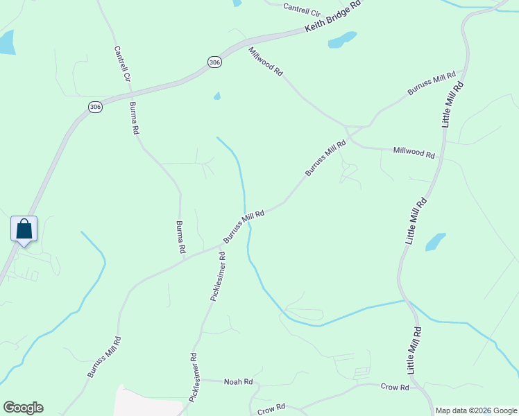 map of restaurants, bars, coffee shops, grocery stores, and more near 6385 Burruss Mill Road in Cumming