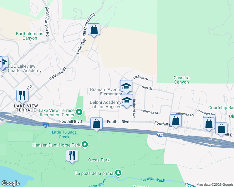 map of restaurants, bars, coffee shops, grocery stores, and more near 11427 Jeff Avenue in Los Angeles