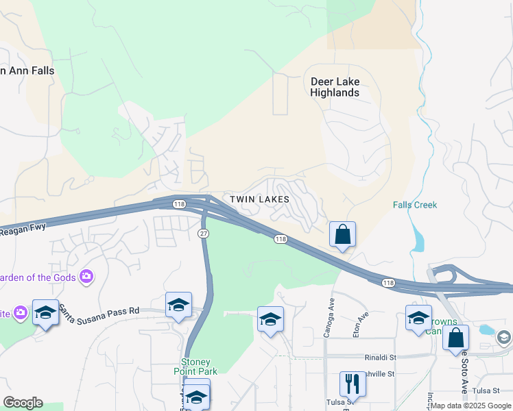 map of restaurants, bars, coffee shops, grocery stores, and more near 21759 Mojave Trail in Los Angeles County